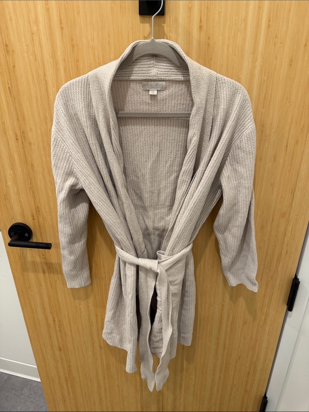 Barefoot Dreams Cream Shawl-Collar Knit Robe
